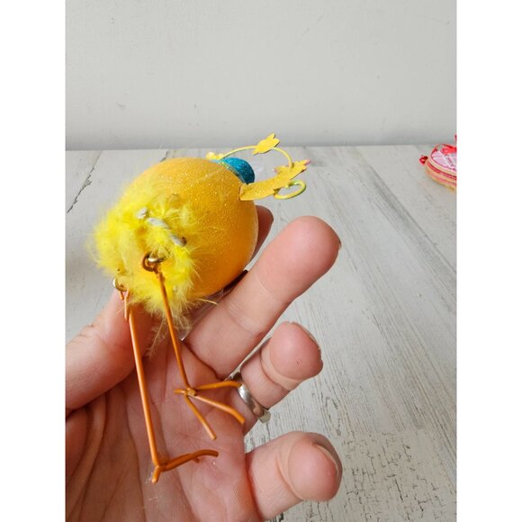 Glitter chick metal jointed ornament as is flower bird feathers - Picture 9 of 9